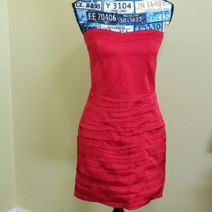 Express Women's Short Strapless Red Ruched Party Cocktail Dress Size 6